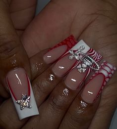 Birthday Acrylic Nails Ideas, Acrylic Sets Nails, Square Nails Acrylic Medium, Red Inspo Nails, Red Nail Sets, Long Acrylic Nails Square, Red Nails Acrylic, Nail Poses, Red And Black Nails