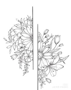 two vertical lines with flowers on them