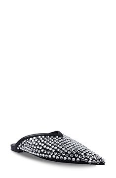 Glitz up your casual look with this mesh mule crafted in a pointy-toe silhouette embellished with sparkling crystals. Textile upper/leather lining and sole Imported Embellished Leather Mules For Evening, Evening Embellished Leather Mules, Leather Mules With Rhinestones, Embellished Leather Mules For Party, Sparkling Crystal, Casual Look, Mule, Casual Looks, Size 10