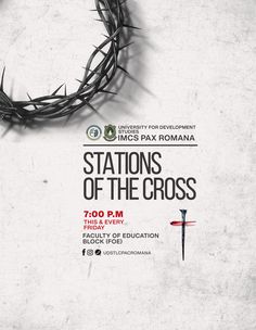 the poster for stations of the cross, which features a crown of jesus on top of barbed wire