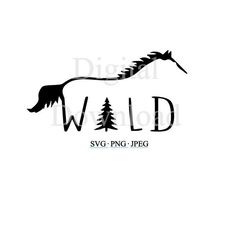 the wild logo is shown in black and white, with an image of a horse