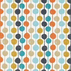 an orange, blue, and yellow pattern with circles on white background is featured in this image