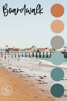 a beach with the words boardwalk in front of it