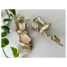 "Beautiful snakeskin strappy sandals by Jimmy Choo. Criss cross front with ankle strap and a very subltle 1.5\" wedge. size 40 Nice condition; slight use on soles. Shoe integrity is excellent and looks unused." Womens Espadrilles Wedges, Women's Espadrilles, Espadrilles Wedges, Strappy Sandals, Sandal Espadrille, Snake Skin, Women's Shoes Sandals, Criss Cross, Jimmy Choo