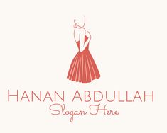 the logo for hannah abdulah's clothing store, featuring a woman in a red dress