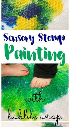 someone is painting with bubble wrap and the words, how to make an easy art project for