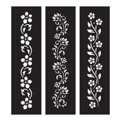 two black and white verticals with flowers on them