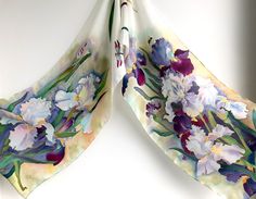 Pastel Scarf, Handpainted Silk Scarves, Batik Scarf, How To Wash Silk, Designer Silk Scarves, Floral Silk Scarf, Pure Silk Scarf, Purple Tones, Silk Scarf Painting