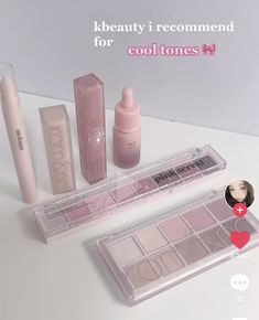 Cool Tone Korean Makeup Products, K Beauty Eyeshadow, Cool Tone Makeup Products, Yesstyle Makeup, Bigger Lips Makeup