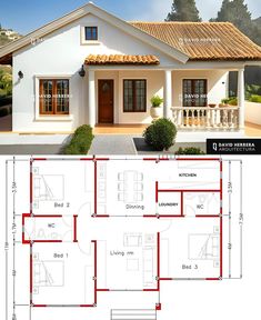 the floor plan for a small house with two levels