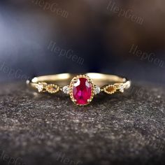 Vintage Oval Ruby Engagement Ring Rose Gold Dainty Moissanite Anniversary Ring Stack Wedding Ring Birthstone Promise Ring Ring Gift For Her Specifications: ►Sold As a Single Ruby Engagement Ring(This purchase includes 1 PC Ring.) Engagement Ring ►Material: Available in Silver & Solid 10K/ 14K/ 18k Rose/Yellow,/White,Gold ►Center stone: Oval Cut [6x4mm] Lab Treated Ruby. 0.68 Carat.(Approx.) ►For Solid Gold Ring:Accented with Natural SI/H Natural Diamond & Moissanite(E-F color, VVS clarity. ) ►Fo Oval Ruby Ring With Halo Design For Wedding, Oval Ruby Ring With Rose Cut Diamonds, Oval Ruby Wedding Ring, Oval Ruby Wedding Ring In Fine Jewelry Style, Oval Ruby Wedding Ring Fine Jewelry, Oval Ruby Ring With Prong Setting For Wedding, Oval Ruby Ring With Halo Setting For Wedding, Oval Ruby Diamond Ring For Anniversary, Fine Jewelry Oval Cabochon Ruby Wedding Ring