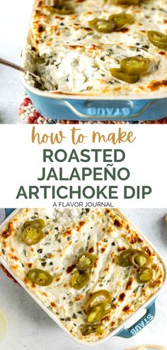 how to make roasted jalapeno artichoke dip in a casserole dish