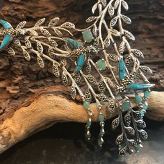 "Sterling Silver Natural emeralds, turquoise and marcasite  16\" long" Emerald Statement Necklace, Wedding Necklaces, Dragon Necklace, Cuff Rings, Natural Emerald, Natural Red, Silver Turquoise, Collar Necklace, Opal Rings