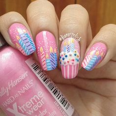 Trendy Nails Ideas Nail Art For Beginners, Creative Nail Designs, Kawaii Nails, Birthday Nails, Heart Nails, Nail Art Tutorial, Creative Nails