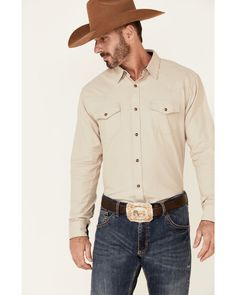 Cody James Men's Solid Taupe Rock Long Sleeve Snap Western Flannel Shirt , Taupe Western Style Cotton Button-up Tops, Western Cotton Button-up Tops, Western Style Relaxed Fit Shirt With Button Closure, Relaxed Fit Cotton Shirt For Ranch, Fitted Cotton Outdoor Shirt, Fitted Cotton Shirt For Outdoor, Rugged Long Sleeve Top With Button Closure, Western Style Long Sleeve Relaxed Fit Shirt, Western Style Collared Cotton Shirt