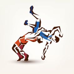 two people are dancing with each other in the shape of an abstract pattern on a white background