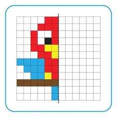 an image of a colorful bird made out of pixelons on a sheet of paper