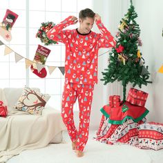 These cute pajamas are suitable for Christmas holidays and family gatherings. Your family will love these comfortable Christmas pajamas. Elegant and unique.Can be given to friends as a Christmas gift so you can wear these pajamas to spend an unforgettable Christmas with your family. Specifications: Made of premium cotton blend, skin-friendly, comfortable and soft. Unique design, long sleeve shirt, and long pants keep warm for winter. Many sizes for you to choose from. Package includes: 1 x Pajam Christmas Sleep Sets With Long Sleeves, Christmas Bedtime Long Sleeve Sets, Casual Holiday Festive Sleepwear, Family Matching Christmas Bedtime Sets, Matching Christmas Bedtime Sets, Playful Red Sleepwear For Pajama Party, Family Matching Christmas Sleepwear Sets, Family Matching Christmas Sleep Sets, Christmas Cotton Sleepwear For Bedtime