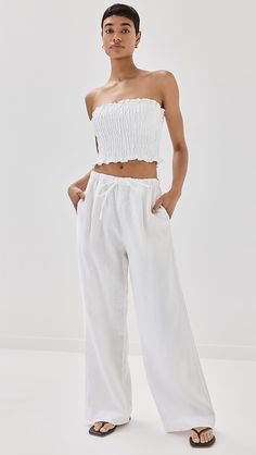 Reformation Lena Linen Two Piece | Shopbop White Linen Pants Women, Reformation Clothing, White Linen Pants, Linen Blend Pants, White Brand, Light Wash Jeans, China Fashion, Wash Jeans, Linen Pants