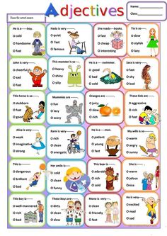 an english worksheet with pictures and words