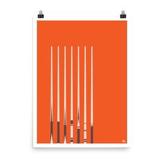 an orange poster with white lines on it