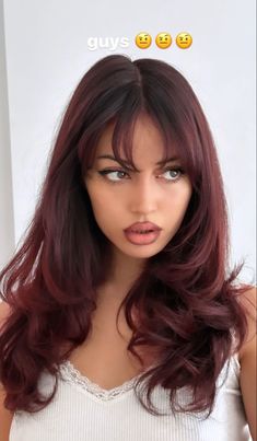 Red Gloss On Black Hair, Dark Root Red Hair, Top Dyed Hair, Subtle Hair Dye, Red Hair With Dark Roots, Subtle Red Hair, Red Hair On Brown Skin, Hair Color Cherry Coke, Brownish Red Hair