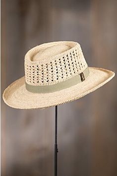 Image Spring Crochet Hat With Flat Brim In Toquilla Straw, Eco-friendly Hat With Short Brim For Spring, Eco-friendly Flat Brim Hat For Spring, Spring Crochet Fedora Hat, Spring Crochet Straw Hat In Natural Color, Eco-friendly Brimmed Spring Hats, Bulletproof Clothing, Gambler Hat, The Gambler