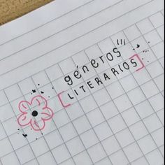 a piece of paper with writing on it and a flower drawn on the bottom corner