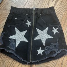 Black Carmar Jean Skirt With Rhinestone Stars Never Worn But No Tags New Condition Nwot Denim Size 24 Original Price Over $150 At Least. Great As Reputation Or Midnights Era For Eras Tour (Taylor Swift). Not Sold Anymore!!! Black Star Print Bottoms For Night Out, Black Scene, Midnights Era, Eras Tour Taylor Swift, Rhinestone Skirt, Eras Tour Taylor, Denim Jean Skirt, Jean Skirt, Eras Tour