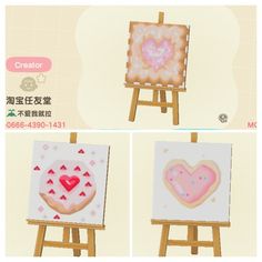 three pictures of heart shaped cookies on eases in front of a screen with the caption creator