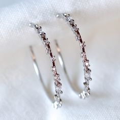 Kinsey Designs | Chase Large Hoop Earrings in Silver - Giddy Up Glamour Boutique Hoop Design, The Chase, Large Hoop Earrings, Gold Filled, Cubic Zirconia, Hoop Earrings, Sleek, Crystals, Silver