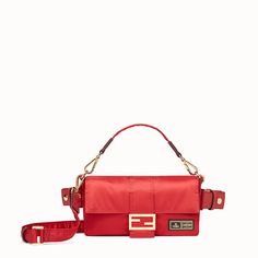 Red nylon bag - BAGUETTE FENDI AND PORTER | Fendi Fashion Show Looks, Bags And Purses, Nylon Bag, Handbags For Men, My Dream Closet