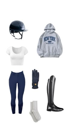 navy riding helmet, white top, navy riding breeches and riding boots. Horse Riding Outfit Summer, Cute Riding Outfits, Horse Riding Fits, Horseback Riding Outfit, Riding Outfit Equestrian, English Outfit, Equestrian Style Outfit, English Riding Outfit, Horse Riding Outfits