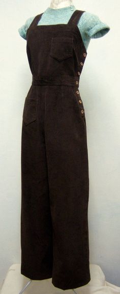 70s London, Bib And Brace Overalls, Corduroy Dungarees, Vintage Overalls, Slacks Pants, Retro Mode, Brown Corduroy, 1940s Fashion