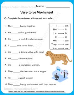 the worksheet for verb to be worksheet with an image of a cheetah