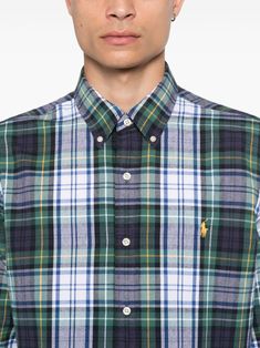 grass green/multicolour cotton plaid check pattern button-down collar signature Polo Pony motif long sleeves buttoned cuffs curved hem front button placket This item is in size L and the color is Green Collared Cotton Flannel Shirt, Green Casual Collared Flannel Shirt, Green Collared Casual Flannel Shirt, Green Long Sleeve Shirt With Placket, Classic Green Button-up Flannel Shirt, Classic Green Collared Flannel Shirt, Green Button-up Flannel Shirt, Green Collared Classic Flannel Shirt, Green Long Sleeve Flannel Shirt With Button Closure