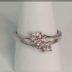 New! Size 8.75, Silver Tone With Pink Rhinestones Ring Nwot Silver Ring With Rhinestones As Gift, Silver Rings With Rhinestones As Gift, Nickel-free Crystal Ring For Anniversary, Nickel-free Pink Rings For Anniversary, Pendant Diamond, Rhinestone Ring, Heart Pendant Diamond, Stacked Jewelry, Ring Color