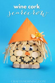 a wine cork scarecrow made out of wine corks with the words wine cork scarecrow on it