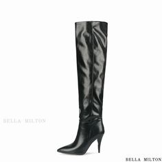 Bellamilton - Stylish Runway Boots with Pointed Cone Heels High Heeled Boots With Padded Heel, High Heel Boots With Branded Heel Counter For Fall, Fall High Heeled Boots With Branded Heel Counter, Winter Heeled Boots With 4-inch Heel And Medium Width, Formal Spring Heeled Boots With High Heel, Formal High Heel Boots For Spring, Spring Formal Heeled Boots With High Heel, Wide Calf Heels With Reinforced Heel And Pointed Toe, High Heel Boots With Reinforced Heel