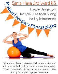 a flyer for a yoga class with a woman on an exercise ball in the middle