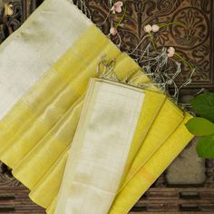 Chenin Yellow Handwoven Pure Cotton Silk Maheshwari Saree - Khinkhwab Chanderi Dupatta For Eid Rituals, Anarkali Dupatta With Traditional Patterns For Rituals, Chanderi Dupatta For Rituals And Transitional Seasons, Transitional Chanderi Dupatta For Rituals, Festive Traditional Wear With Weaving Work In Tissue Silk, Anarkali Banarasi Silk Dupatta For Rituals, Festival Slub Silk Dupatta For Puja, Festive Traditional Wear With Weaving On Tissue Silk, Anarkali Dupatta For Rituals And Festivals