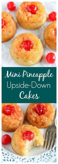 mini pineapple upside down cakes on a plate