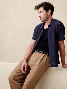 Headlands Open-Knit Polo | Banana Republic Knit Polo Men Outfit, Polo Men Outfit, Knit Polo Men, Dior Saddle Bag Outfit, Polo Outfit Men, Wardrobe Revamp, Polo Outfit, Polo Men, Knit Polo