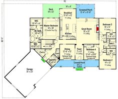 the first floor plan for this house shows the living room and dining area, as well as