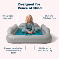 A Cloud of Comfort For Your Little Traveler The perfect toddler travel bed, SlumberTot pairs a soft-touch sleep surface with air-filled comfort, helping your child drift off to dreamland at sleepovers or wherever your travel adventures take you next. Custom Designed for SlumberPod Children who have graduated from a playard can still sleep peacefully in SlumberPod’s dark and private sleep space (SlumberPod sold separately). SlumberTot is the perfectly-sized toddler air mattress to fit inside Slum Toddler Travel Bed, Baby Tech, Baby Crib Mattress, Travel Bed, Kids Accessories Fashion, Inflatable Bed, Toddler Travel, Air Mattress, Baby Proofing