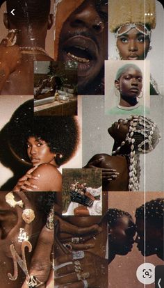 collage of black women with different hair styles and piercings on their bodies, including one woman's head