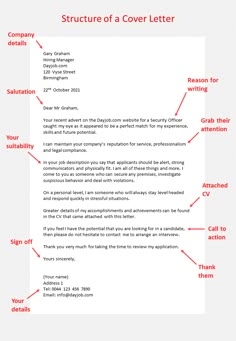 the cover letter for a resume is shown in red and white, with an arrow pointing to