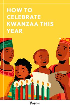 an image of a family celebrating kwana this year with candles in front of them