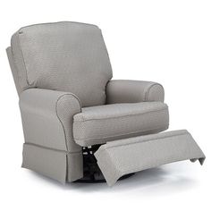 the recliner chair is upholstered and ready to be used as a foot rest