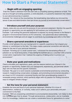 a paper with instructions on how to start a personal statement